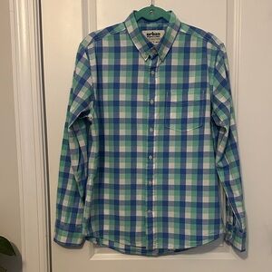 Urban Pipeline Men's Checkered Shirt in Blue and Green